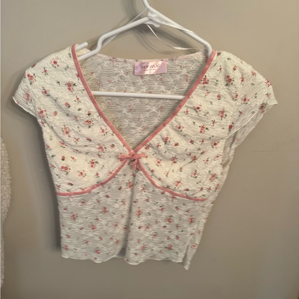 Floral Lace Trim Top
